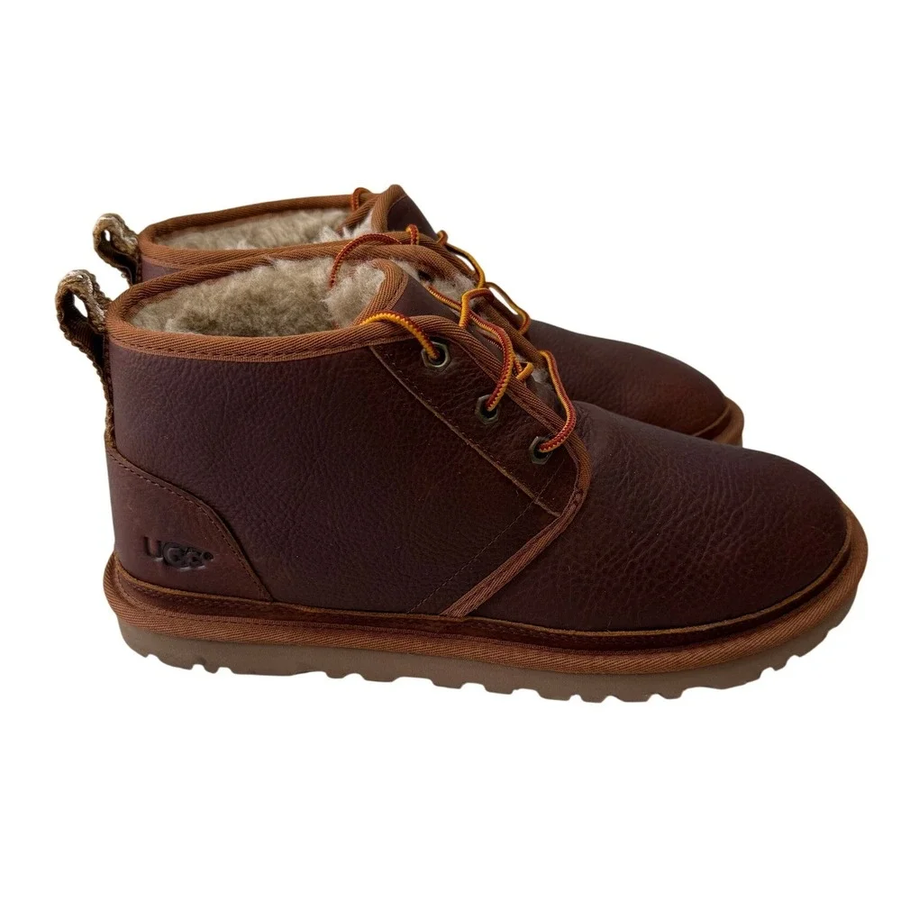 UGG Neumel Waterproof Grizzly Leather Chukka Boots Mens 9 Brown 1017254